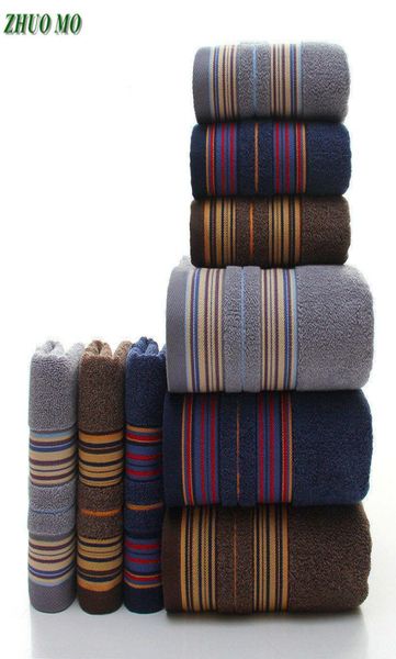 Zhuo mo 3pieces más gruesos patrón de toalla de algodón suave baño toalla de baño de baño súper absorbente toallas marrones grises T2005819708