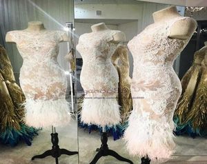 Ziad Nakad 2019 Sheat Robes de bal Appliques en dentelle transparente avec design de plumes autruche Robes de fête formelles sexy arabe saoudie unine8606658