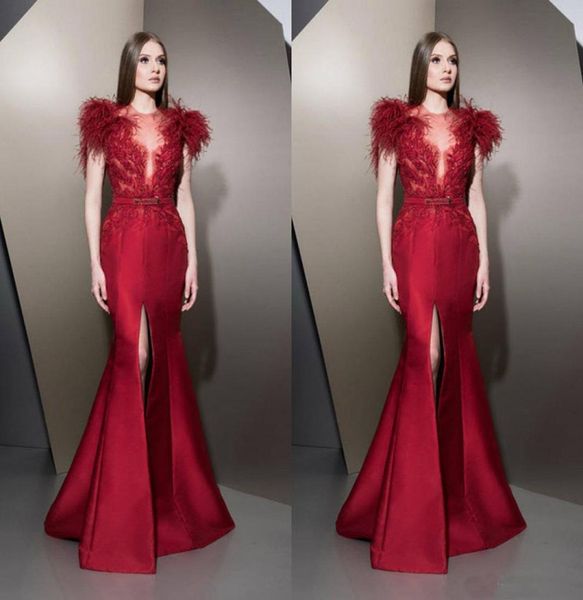 Vestidos de noche Ziad Nakad Red Red Long Prom Gowns Robe de Mariee Vestido de cóctel de cóctel Plus Size2738964