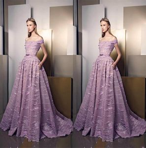 Ziad Nakad Robes De Soirée Sheer Off Épaule Appliqued Robes De Bal Perlé Tulle Occasion Spéciale Robe Sur Mesure 4029