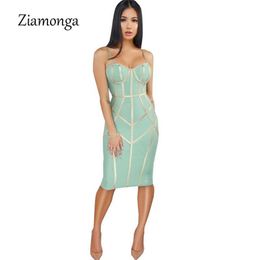 Ziamonga 2019 Femmes Robe Bandage Sexy Spaghetti Strap Street Sexy Club Fashion Soirée Soirée fête des célébrités Dames Robes d'été Y200623