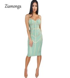 Ziamonga 2019 Femme Bandage Robe sexy Spaghetti Sangle Sheat Sexy Club Fashion Night Party Célébrité Dames Robes d'été Y2003081036