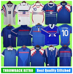 ZIDANE HENRY Franse Maillot de foot voetbalshirts retro 82 84 88 90 96 98 00 02 06 MAKELELE voetbalshirt BENZEMA DJORKAEFF VIEIRA CANTONA TREZEGUET lange mouw PIRES