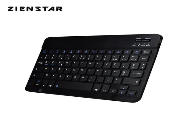 ZienStar 10 pulgadas Azerty Aluminio francés Mini teclado inalámbrico Bluetooth para Apple IOS Android Tablet Windows PC Lithium Battery 219418670