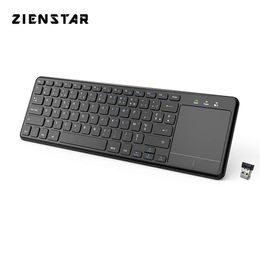 Zienstar AZERTY Français Lettre 2 4Ghz Touchpad Clavier Sans Fil pour Windows PC Portable Ios pad Smart TV HTPC IPTV Android Box 21061306j