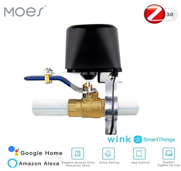 Zigbee 30 Control Smart Gas Valve de agua Controlador SmartThings Aplicación Control remoto Echo Plus Los controles de voz funcionan con Alexa Google9294335