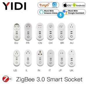 ZigBee 30 prise intelligente avec 2 interfaces USB Tuya Life APP commande vocale à distance SmartThings Echo Alexa Home 240228