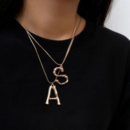 Nouveau Alphabet lettre initiale pendentifs collier femme or argent couleur serpent chaîne collier ras du cou colliers pour femmes