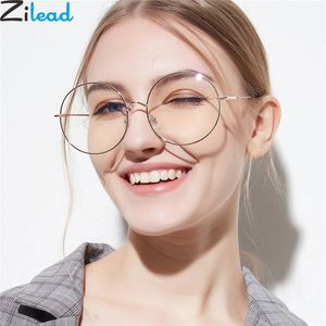 Zilead surdimensionné lunettes rondes cadre pour femmes hommes rétro métal clair Len optique lunettes lunettes unisexe 240322