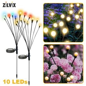 Zilvix Firefly Lamp LED Solar Lights Outdoor Lawn Garden Decoration Starburst Swaying Payscape Path Imperproof Christmas 240411