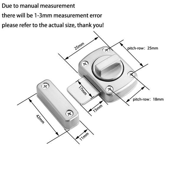 Aleación de zinc antirrobo girando izquierdo y derecho perno universal hebilla puerta de la puerta del inodoro ángulo recto la puerta de la puerta corredera del perno de la puerta del perno del perno