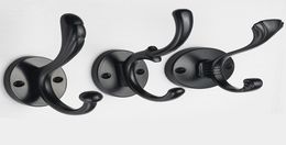 Zinklegering zwarte kapstok wandgemonteerde badjashaak met ronde basis hoed sleutelhangers moderne kleerhangers voor badkameraccessoires4286254
