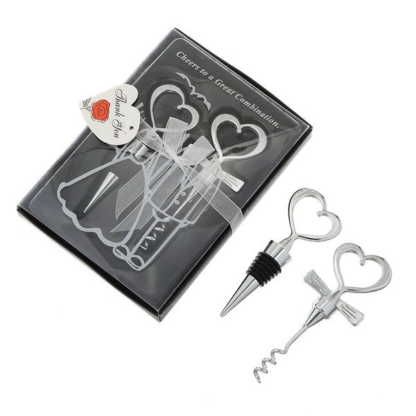 Tire-bouchon en alliage de zinc Ouvre-bouteille Bouchon de vin Party Favor Bar Tool Set Cadeau d'invité de mariage RRA411