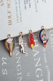 Alliage de zinc Résultats de bijoux de bricolage ornement accessoires en émail charmes 40pcs kawaii metal rocket astronaute spaceman oreille pendante9586602