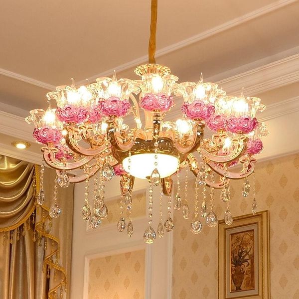 Alliage de zinc lustre européen lampe de salon lampes d'hôtel projet lanternes chambre romantique lumière en cristal simple bougie lumière