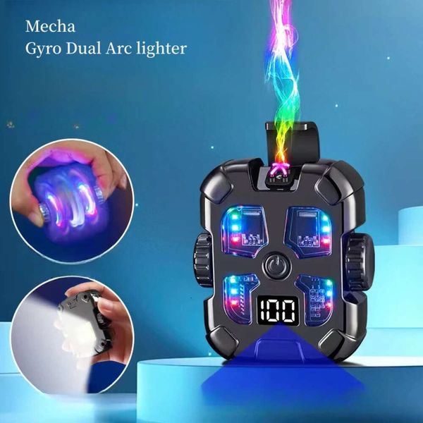 Zinc Alloy Mecha Gyro Dual Arc Type-C Charges plus légères Light Outdoor Phantom Light Lighting Battery Digital Affichage USB Lights