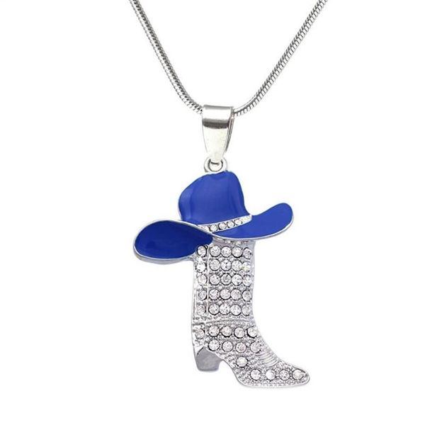 Collar de bota con sombrero de metal de aleación de zinc, colgantes de botas coloridas, collar de cadena de serpiente para recuerdo, joyería de regalo para vaqueros y vaqueras 204F