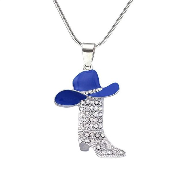 Collar de bota con sombrero de metal de aleación de zinc, colgantes de botas coloridas, collar de cadena de serpiente para recuerdo, joyería de regalo para vaqueros y vaqueras 214H