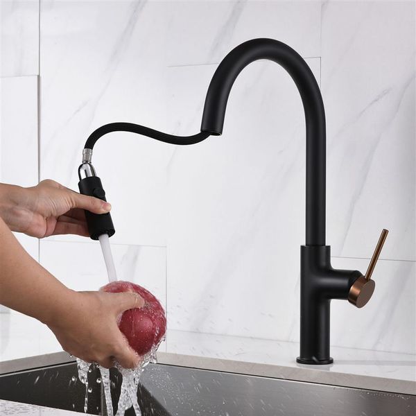 Le robinet extractible universel multifonctionnel en alliage de zinc avec poignée unique mixte et rotation à 360 degrés convient au lavage de la cuisine192N