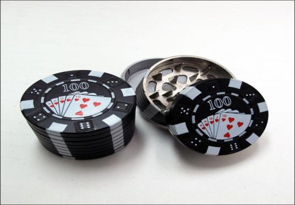 Zinc Alloy Poker Chip Herb Grinder 175quot Mini Poker Chip Style 3 pièces HerbspiceTobacco Grinder Poker Herb Smoke Cigarette 1234512