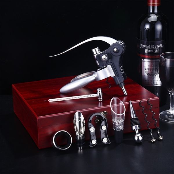 Alliage de zinc Lapin Rouge Ouvre-bouteille Outil Ensemble Ouvre-bouteille en liège Kit professionnel Tire-bouchon Verseur Ensemble Ouvre-bouteilles Outils de cuisine 201223