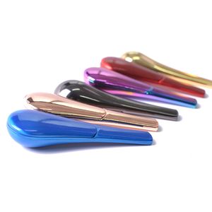 Rokende pijpen lepel pijp zinklegering regenboog kleur ijsblauw geschenkdoos verpakking lepelvorm met dekking metalen H96.5mm