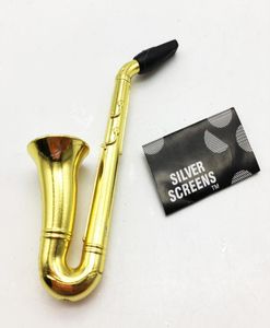 alliage de zinc Small saxophone Pipe de fumer portable Pipe de tabac métallique pour fumer Fashion Gift2162736