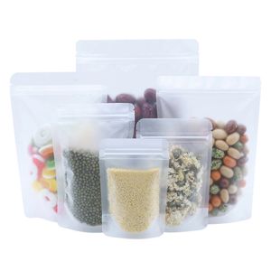Zip Lock Stand Up Bag Plastique givré refermable Auto Seal Tear Notch Stockage des aliments Doypack Candy Bean Tea Package Pouches