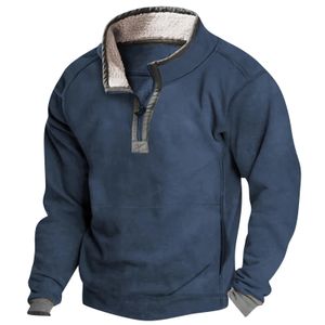 Zip Polo Shirt for Men Fashion Oversized Men's kleding Casual Sweatshirt Lange Mouw Solid Color Pullover Tops 240418