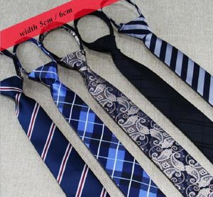 Zip Ties for Men Lazy Necktie Floral étroite rayé prêt à nœud zipper cravate cravate Business Leisure 2pcslot6323143