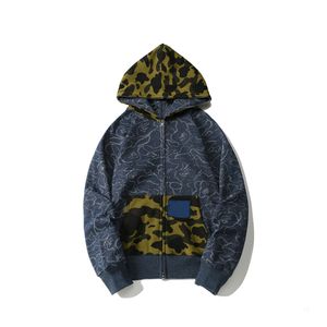 Hoodie met rits, sweatshirt met capuchon, katoen, marineblauw, camo-sweatshirts, jack met capuchon, warme winter, unisex, maat M-XXXL