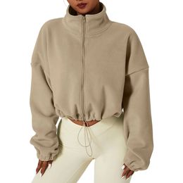 Zip Up Sweatshirt Vrouwen Vintage Koreaanse Mode Streetwear Fleece Crop Jacket Tops Harajuku Kpop Jas Dameskleding 240115