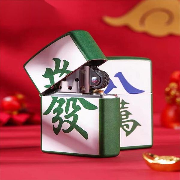 Zipo Oficial Auténtico Encendedor Mahjong Color Impresión Fa Cai Zhi Bao Genuino A Prueba de Viento Creativo Hombres Y Mujeres Gifts259S