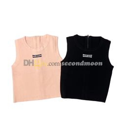 Fermeture éclair au dos débardeurs femmes lettres Jacquard gilet printemps été gilets serrés concepteur tricoté t-shirt