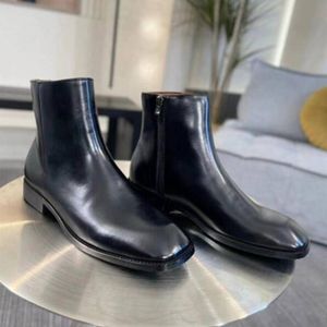 Zipper chelse laarzen mannen schoenen handgemaakte koe leer zwarte westerse martin booties schoenen