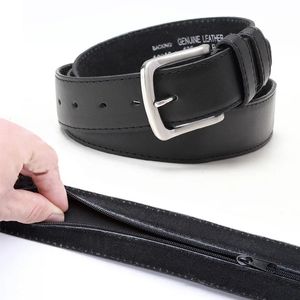 Fermeture éclair cachant de l'argent Anti-vol ceinture voyage quotidien en cuir PU sac de taille hommes femmes caché argent sangle longueur 125 cm 240103