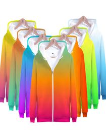 Zipper Hoodies Men039S Cap Sweatshirts Aangepaste regenboog gradiënt Hoodie Heren Mens vaste kleur Hooded 3D Zip Up Boygirls Green Orange 4118106