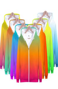 Zipper Hoodies Men039S Cap Sweatshirts Aangepaste regenboog gradiënt Hoodie Heren Mens vaste kleur Hooded 3D Zip Up Boygirls Green Orange 5121843