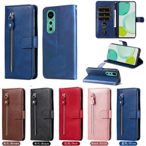 Zipper lederen portemonnee kisten voor Huawei Nova 12 Pro Geniet van 70 Honor 100 X50I+ Samsung Galaxy A35 Business Coin ID Money Card Slot Holder Magnetic Flip Cover Pouch -band