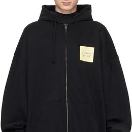 Sweat à capuche avec fermeture éclair pour homme et femme, manteau streetwear noir surdimensionné, 2024ss