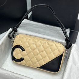 Mini sac fourre-tout à fermeture éclair pour femmes, sac à main de luxe avec lettrage noir, matériel argenté, sac sous les bras Vintage en cuir, sac à bandoulière en treillis de diamant, porte-monnaie, pochette pour clés 22CM