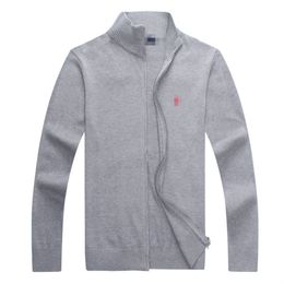 Polo à fermeture éclair pour hommes, pull typique de styliste, décontracté, chaud, à manches longues, col haut, avec broderie de poney, haut décontracté pour hommes, automne et hiver