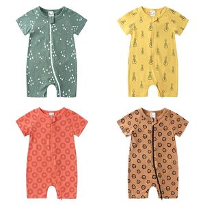 Ritssluiting kort seelve babymeisjes rompers unisex katoen cartoon babykleding zomer geboren romper peuter kostuum 324 maanden 220707