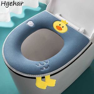 Rits Dikke Warme Overjas Toilet Seat Cover Cartoon Leuke Closestool Badkamer Decor O-vorm Bidet Pad Handvat Wasbaar Europa Ins L230621