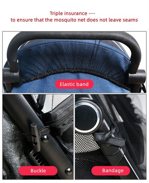 Tipo de cremallera Baby Stroller Mosquito Accesorios de pram de coches