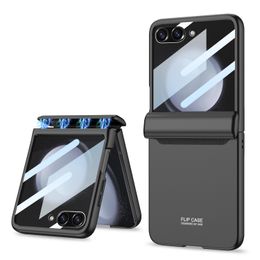 Pour Samsung Galaxy Z Flip 5 étui magnétique pliant grande fenêtre charnière Protection verre Film couverture