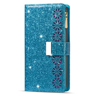 Étuis portefeuille pour iPhone 14 13 12 11 Pro Max XR XS X 7 8 Plus - Starry Laser Shiny Glitter PU Leather Flip Kickstand Cover Case avec Zipper Coin Purse