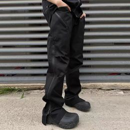 Rits waterdichte casual cargobroek heren rechte zwarte streetwear losse baggy broek