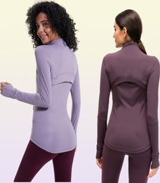 Zipper yoga nieuwe L78 jas Quickdrying herfst winterkleding longsleeve duim gat training running jas dames slanke fitness c8956673