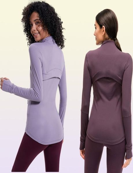 Fermeture éclair Yoga nouvelle veste L78 séchage rapide automne vêtements d'hiver à manches longues trou de pouce formation veste de course femmes mince Fitness C2024487